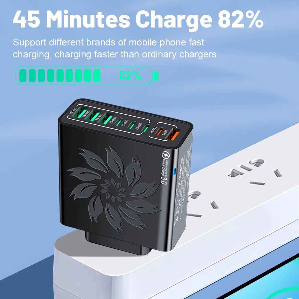 إجمالي 65 واط شاحن سريع USB نوع C PD شاحن سريع 3.0 شحن سريع الجدار محول آيفون 15 14 13 سامسونج Xiaomi الاتحاد الأوروبي/الولايات المتحدة/KR Plu
