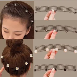 Lovely Flower Pearl Broken Hair Organizer Girls Women Hairpin Clip Invisible Bangs Fixed Insert Comb Tiara Headband Accessories