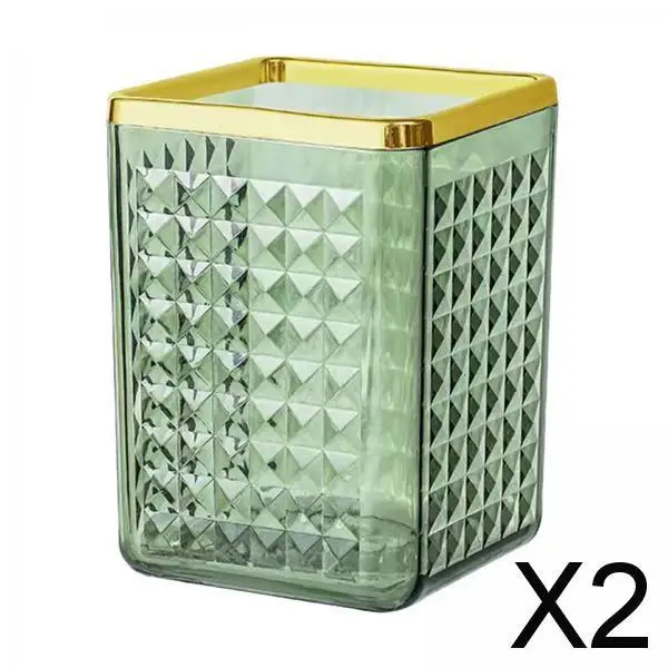 2x pencil ถ้วยบ้านถุงใส่เครื่องเขียนสำหรับดินสอเครื่องหมาย kuas Rias สีเขียว