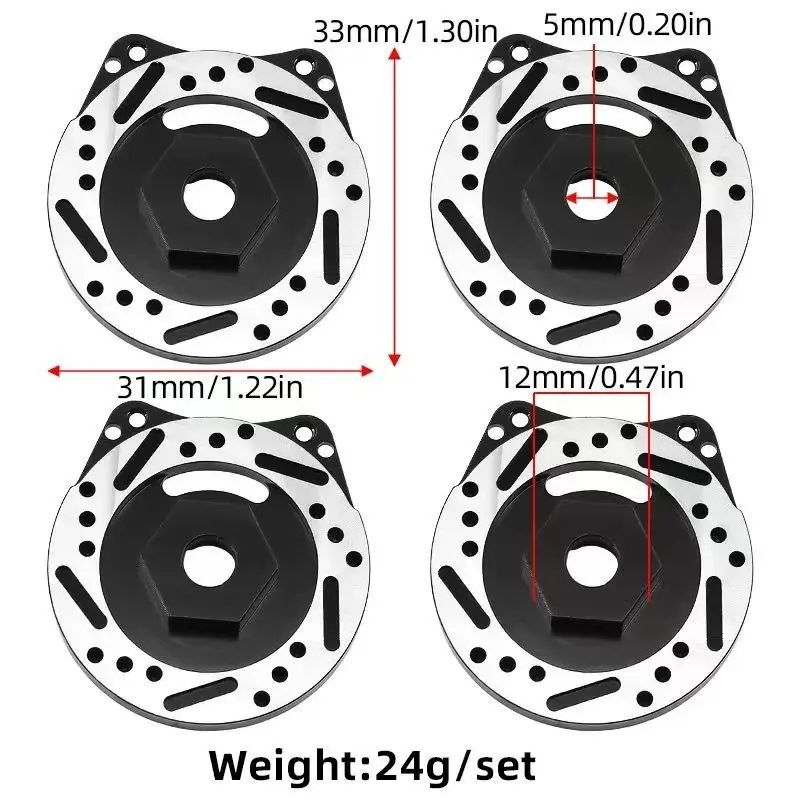 4PCS 12mm Metall Rad Hex Hub Adapter mit Bremsscheibe für Tamiya TT02 TT-02 1/10 Skala RC Racing auto Zubehör