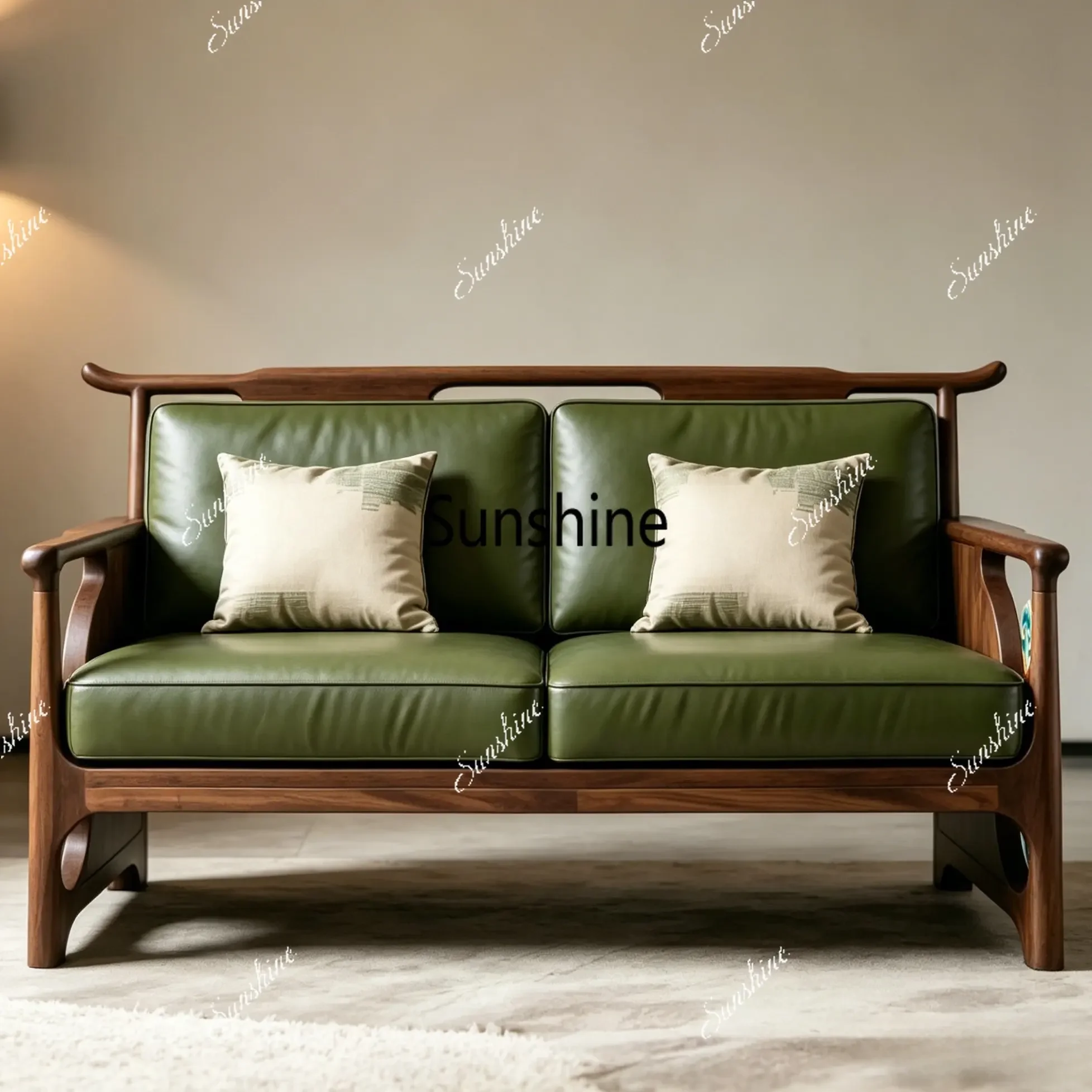 

YStraight row, new Chinese auspicious clouds, living room sofa customization, simple and modern