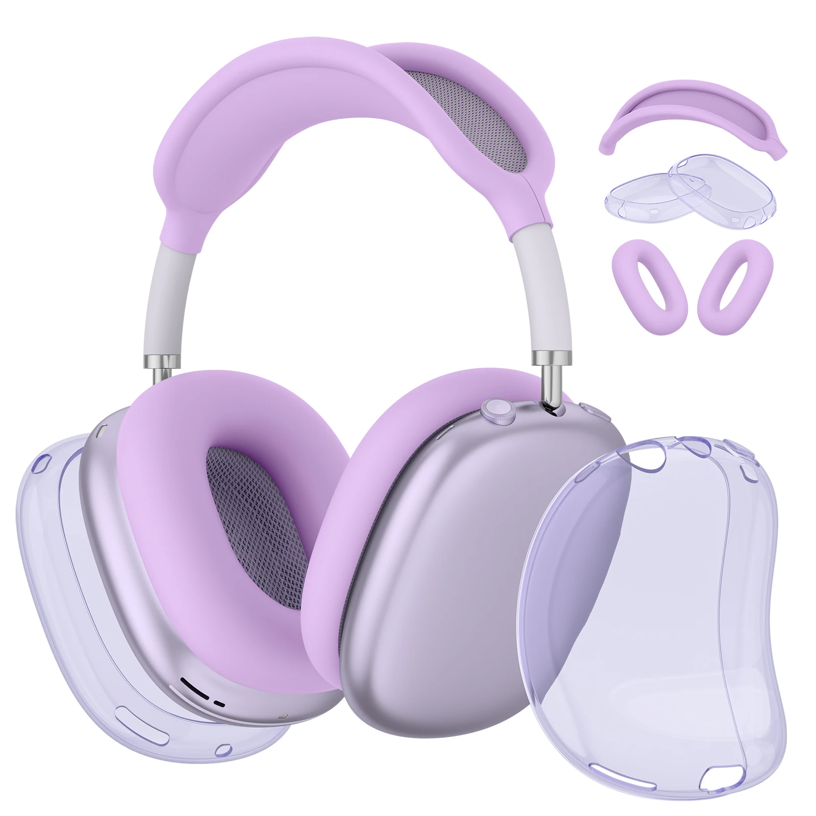 

Прозрачный силиконовый чехол из ТПУ 4 в 1, противоударный амбушюры для AirPods Max, чашки для ушей, повязка на голову, подушка для ушей/защита для наушников