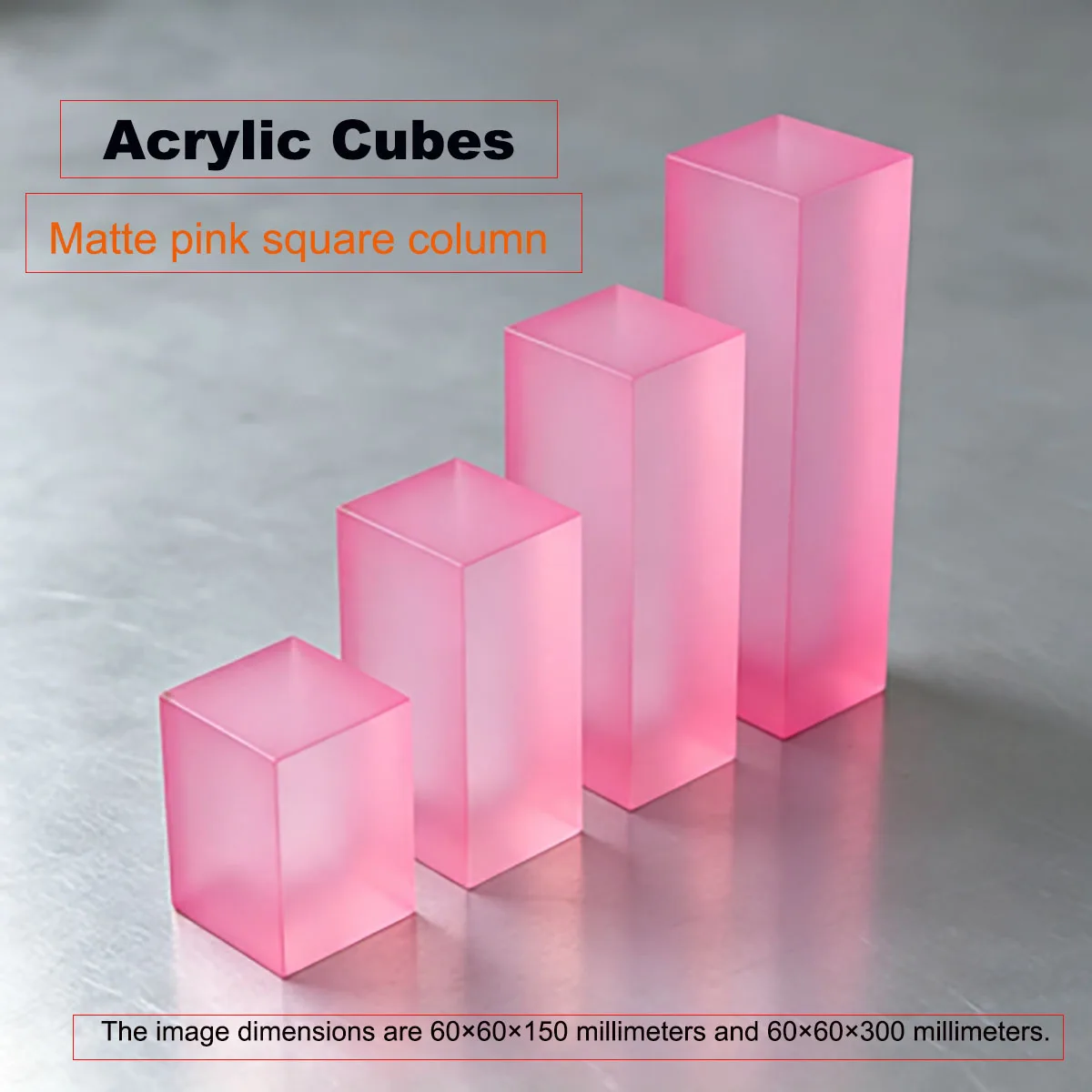 Matte Pink Square Acrylic Solid Rod & Acrylic Cube Blocks, Frosted PMMA Square Bar for Photo Shooting Props, Home Partition & In