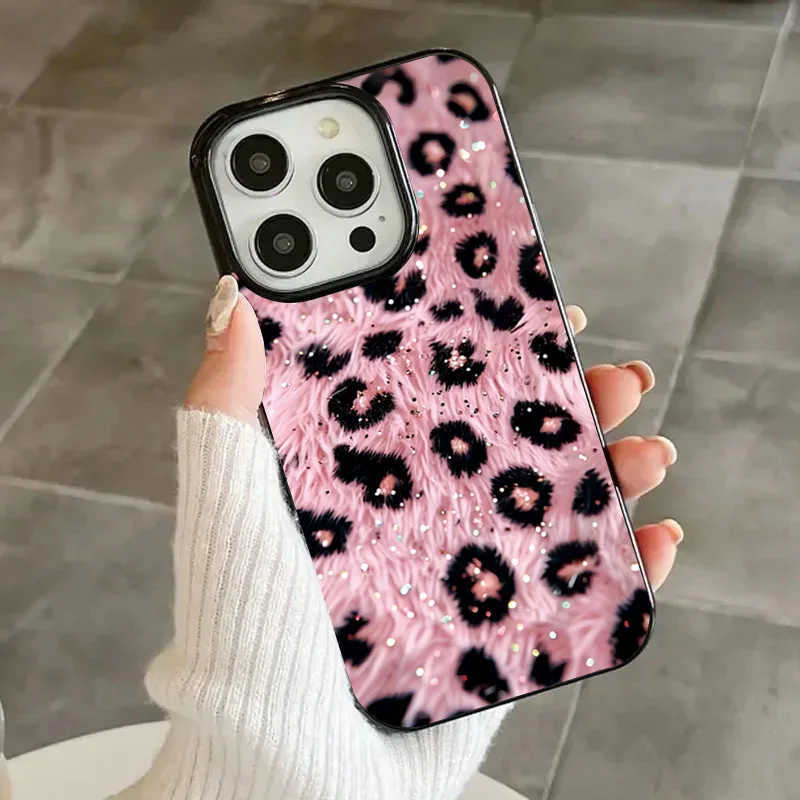 Pink Leopard Print Pattern Phone Case For iPhone 11 12 13 14 15 16 17 Pro Max 16E 17 Air X XR XS 7 8 Plus Shockproof Soft Cover