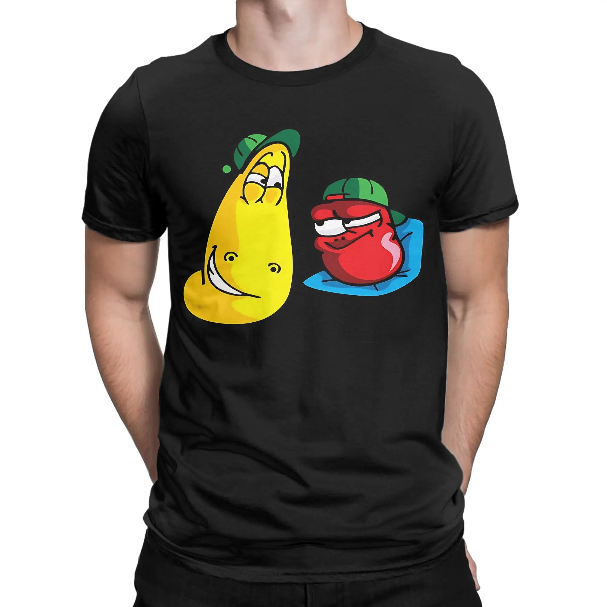 Cartoon Worm Creature  classicFunny 100% Cotton T-Shirt Larva Tees Tops For Men