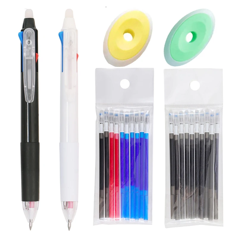 0.5mm 3 In 1 Multi-Colored Erasable Gel Pen Red Black Blue Magic Ink Write Smoothly School Office Kawaii Stationery