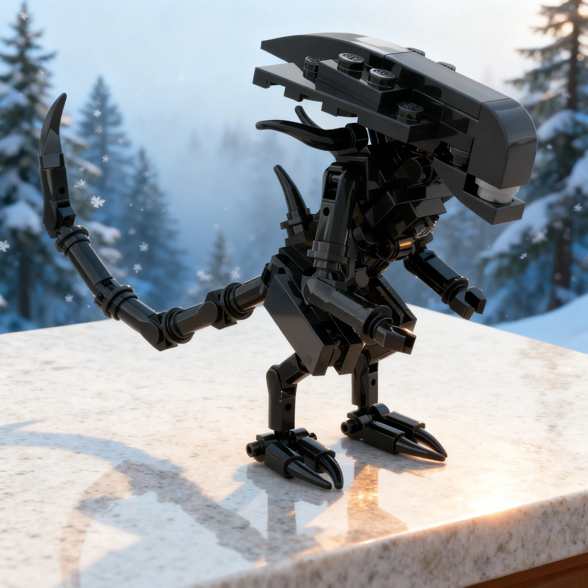 102pcs MOC Aliens Xenomorph Queen W Eggs Facehugger Building Blocks Diy Assembly Set Display Collectible Kit Toy Gift For Fans