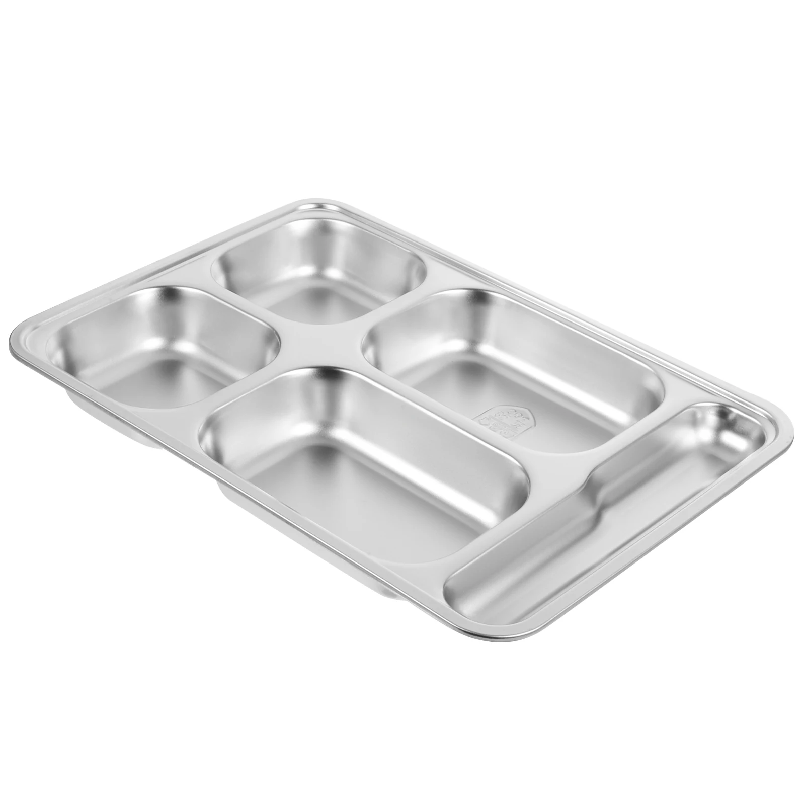 

Stainless Steel Food Tray Deep Compartments Spoon Slot Large Size Divided Plate Camping Picnics Household Kitchen Dinner Serving