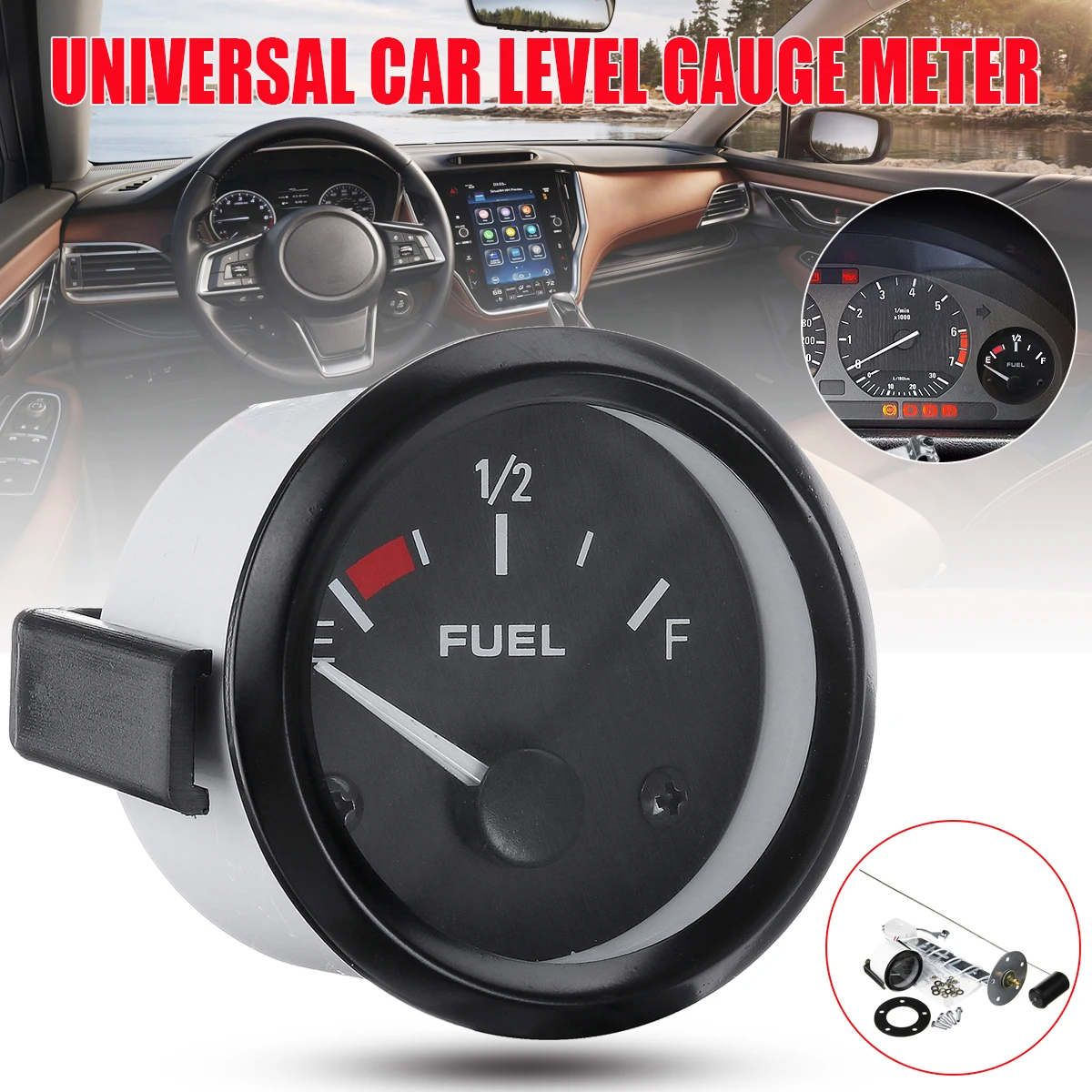 2inch 52mm Fuel Level Gauge Car Vehicle Meter Whit LED Light Black Rim Automotive Gauges Sensors Fuel Sender For Car Boat