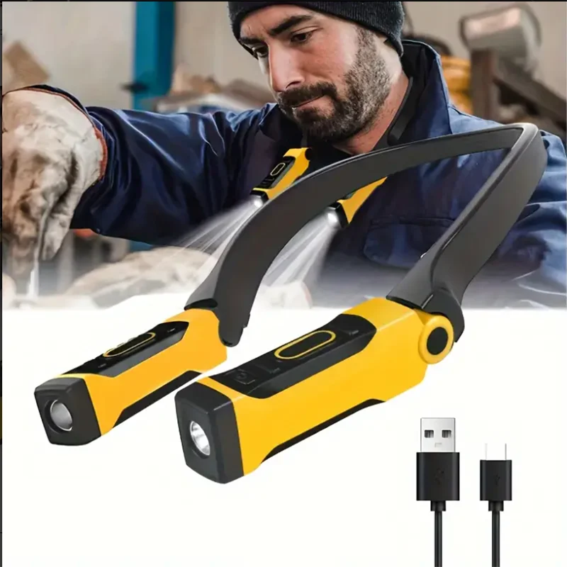 

2025 Новый USB перезаряжаемый светодиодный светильник для чтения на шею, два уровня яркости для чтения, вязания, кемпинга и ремонта светодиодного рабочего освещения