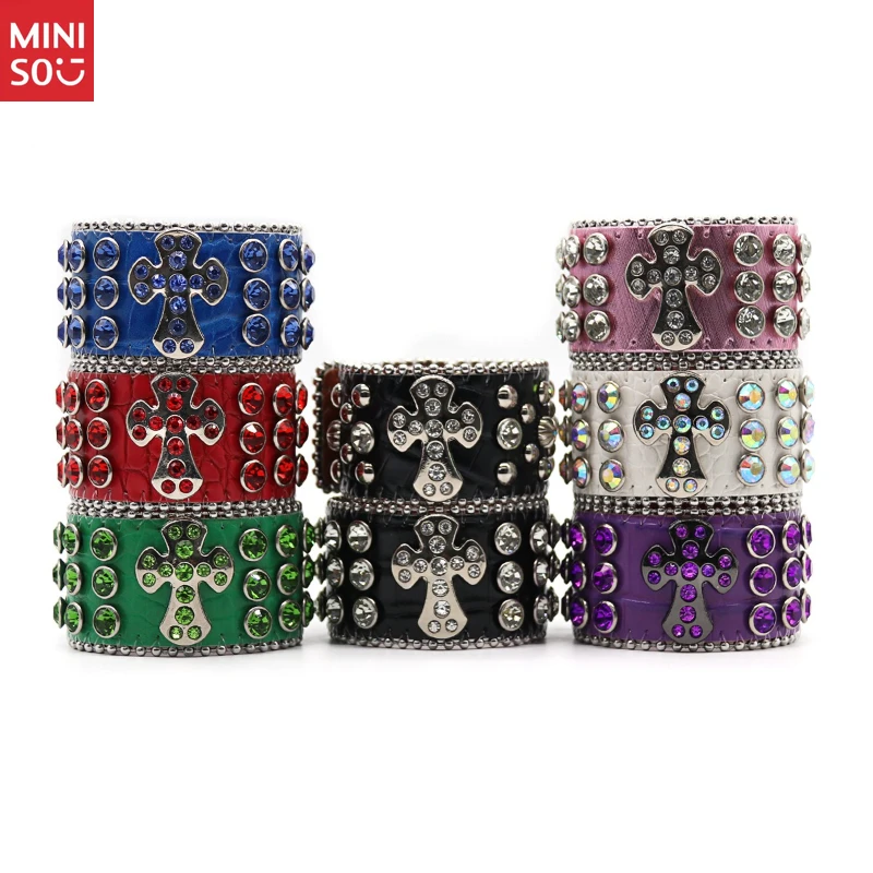 miniso-ニュークロスハンドブレスレット-メンズ用、ヒップホップパンクリストバンド、ストリートパフォーマンスアクセサリー