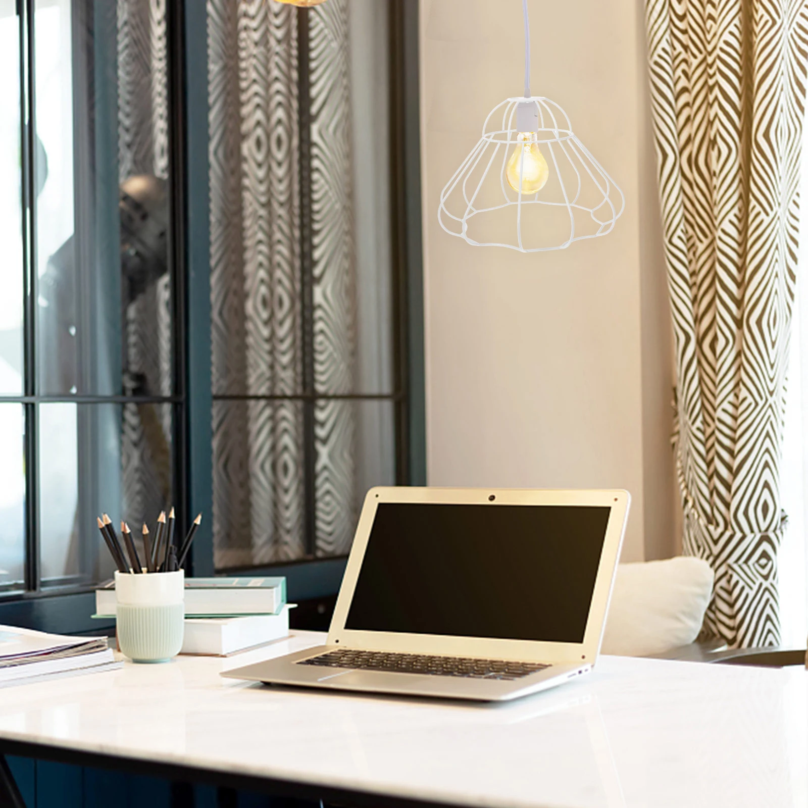 

Metal Lampshade Frames for Desk Pendant Light Sturdy Wire Diy Bracket Table Lamp Shades Home Office Cafe Decor Lighting