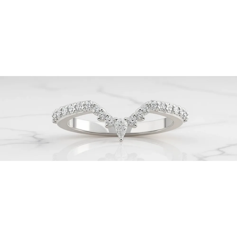 

Кольцо-полуободок с фианитами в форме груши, изогнутое, для женщин, размеры 3-12