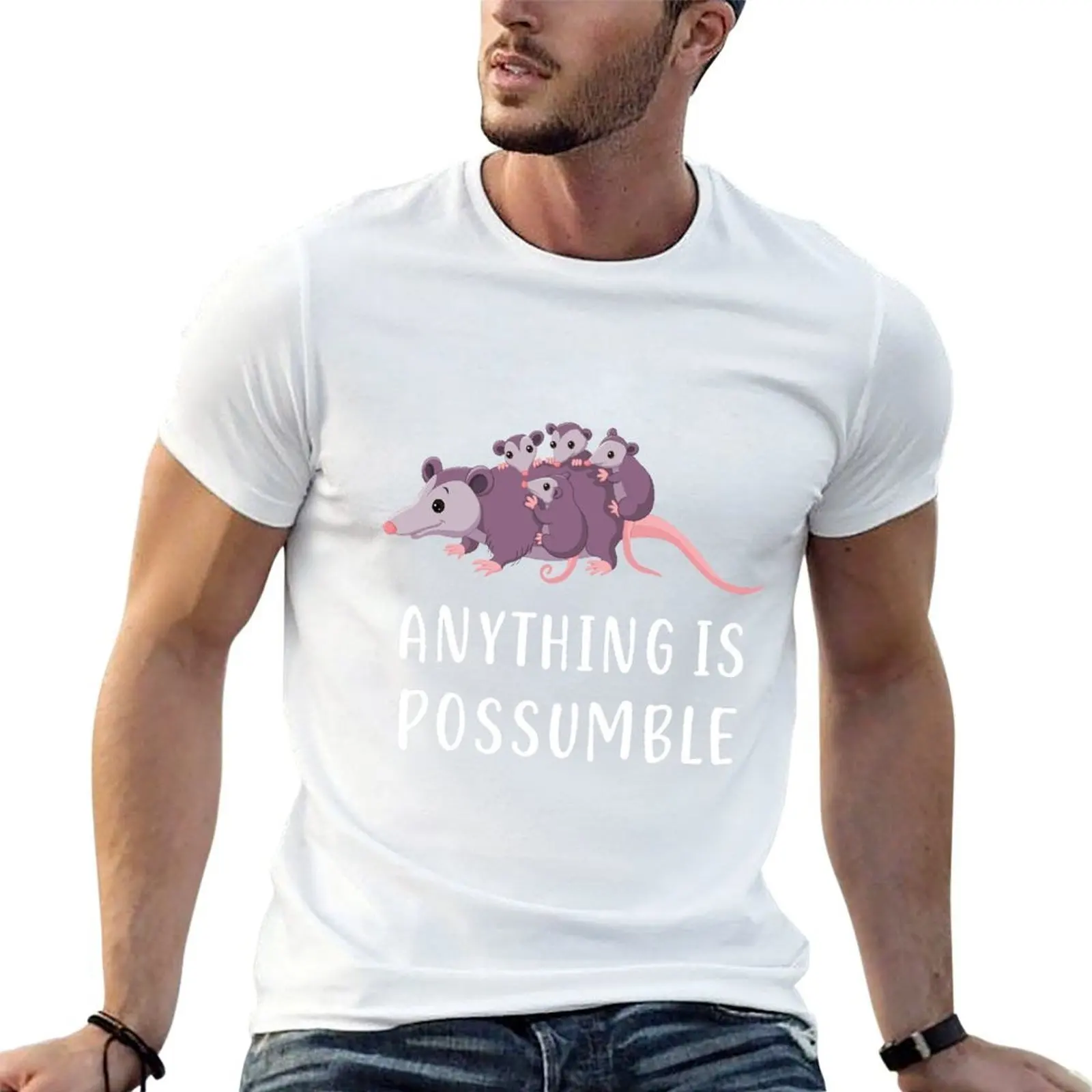 

opossum anything is possumble T-Shirt mens graphic t shirts man t shirt luxury T-Shirt