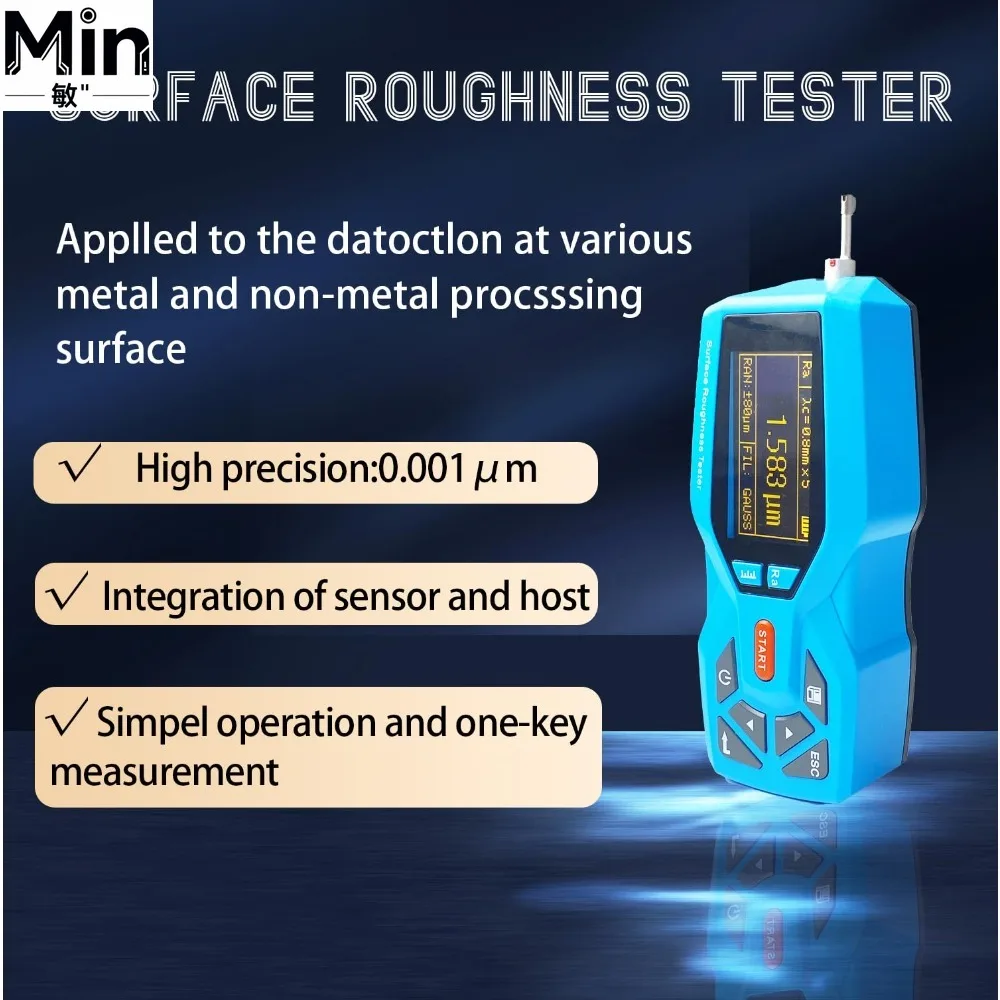 Handheld Surface Roughness Tester 22 Parameters Digital Profilometer with Real-time Clock for Metal Plastic Surface Testing