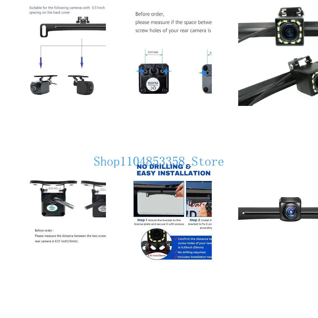 652F Car Rear View Camera License Plate Bracket DashCam Camera License Plate Frame