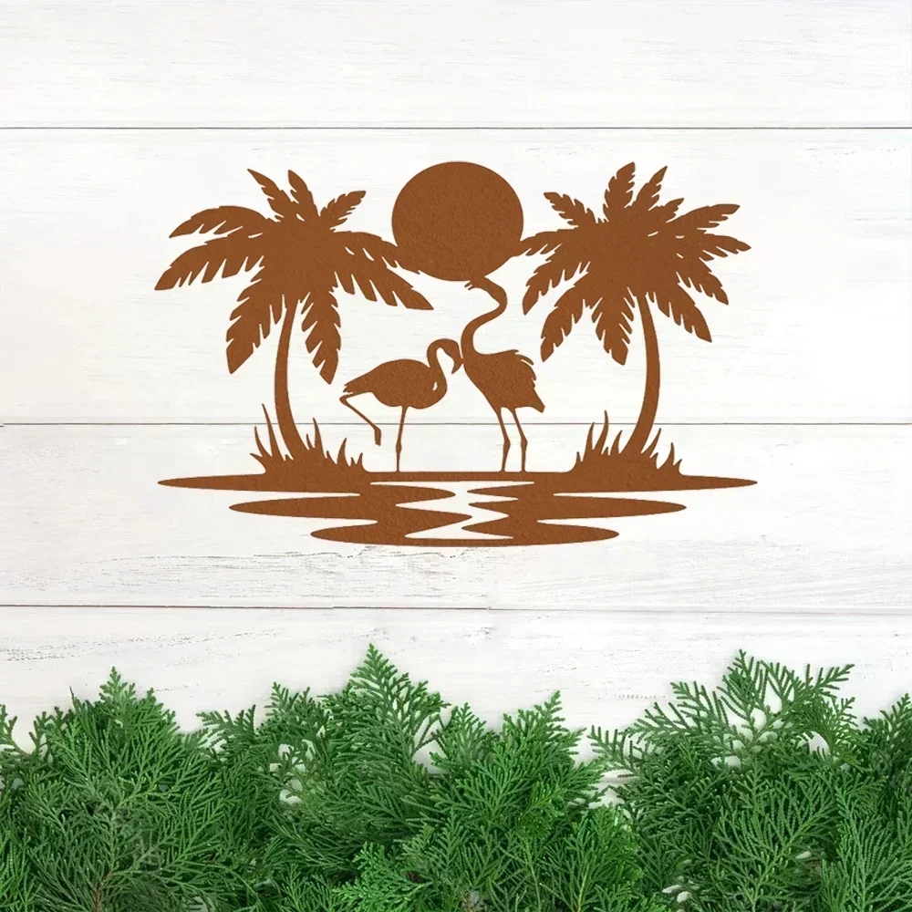 Splendid Metal Flamingo Palm Tree Decor – Majestic for Your Space. Grand for House, Bedroom, Living Room