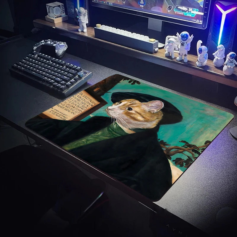 Cat Van Gogh Art Mouse Pad, Bonito Playmat À Prova D' Água, Desk Acessórios, Office Carpet, Teclado Gamer, Engraçado, 400x450