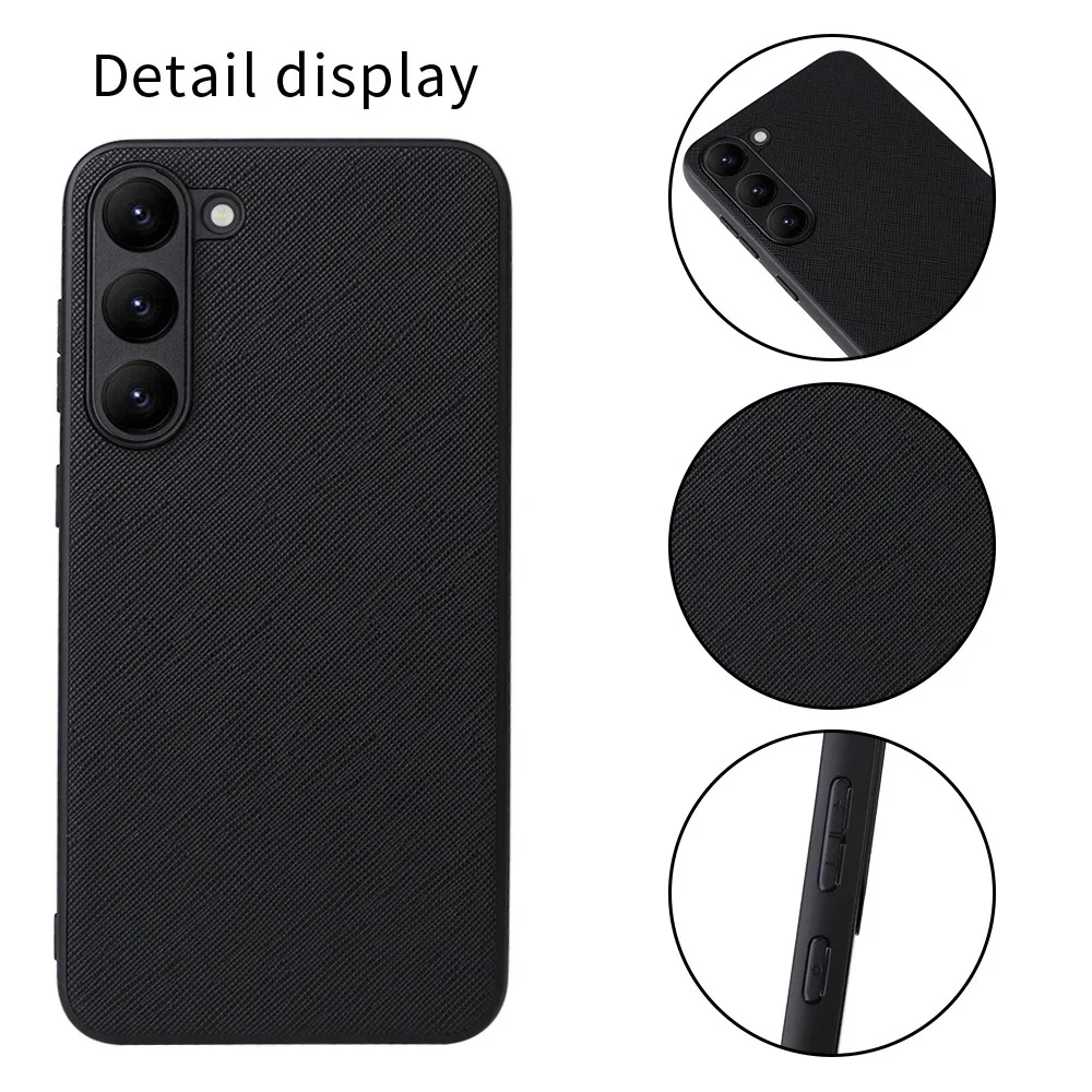 Case for Samsung Galaxy S24 S23 S22 Ultra S24Plus S23FE Luxury Saffiano Leather Phone Shell Ultra-thin Minimalist Design Style