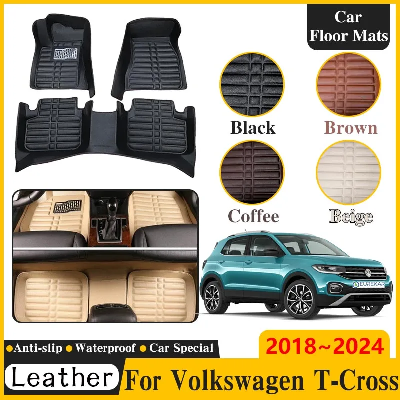 

Car Accessories For Volkswagen T-Cross 2018~2024 VW TCross LHD Floor Mats Waterproof Leather Panel Liner Carpet Custom Foot Pad