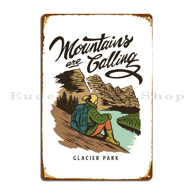 Woman Sitting On Glacier National Park6 Metal Plaque Poster Printed Bar Kitchen Cinema Garage Tin Sign Poster