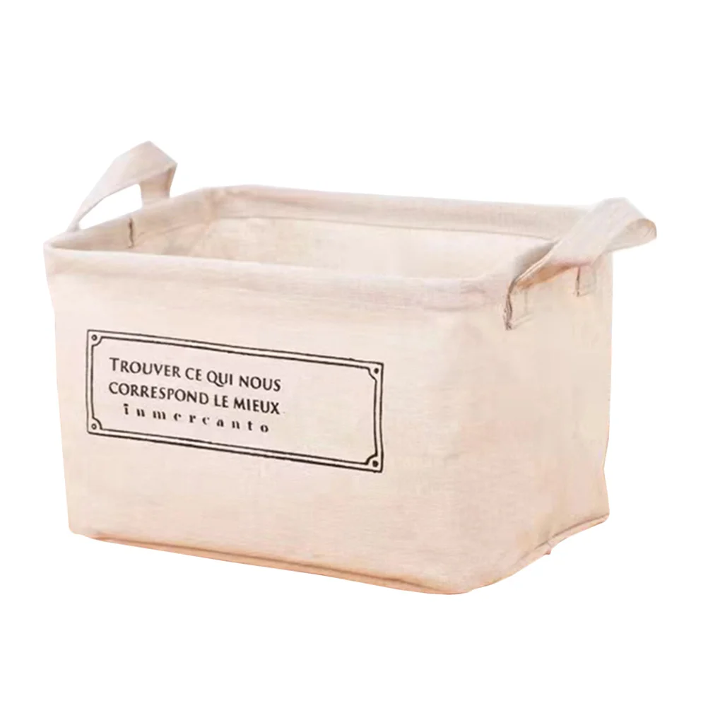 

1Pcs Folding Linen Storage Basket Beige Portable Sundries Organizer Large Capacity Household Desktop Storage Holder