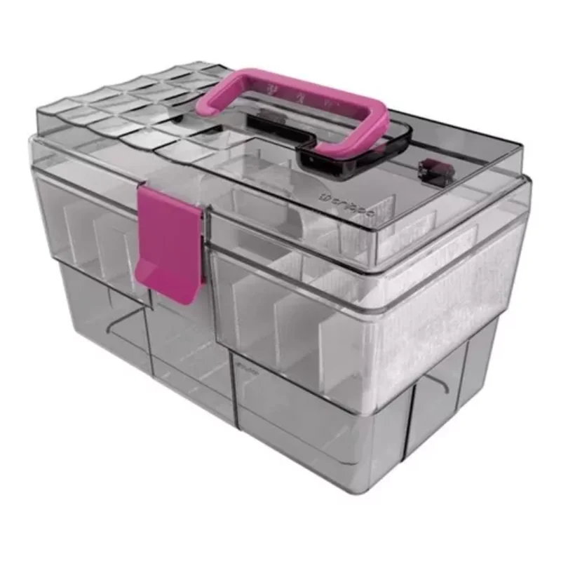 Organizer Briefcase Smoke/Pink Many Partitions  153  Organization Makeup Organizers