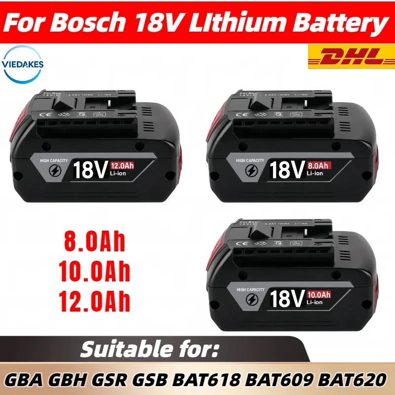 100% reliable for bosch 18V battery 8Ah 10Ah 12Ah suitble for bosch BAT619G BAT610 BAT610G 18v power tools with 2 years warranty