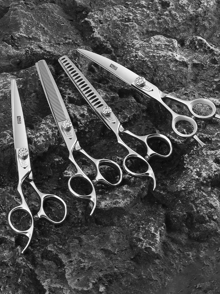 Fenice Linkshandige Professionele 7.0/7.5/8 inch JP440C Snijden Gebogen Pluizige Dunner Chunker Schaar Set Kit Hond Verzorging - afbeelding 2
