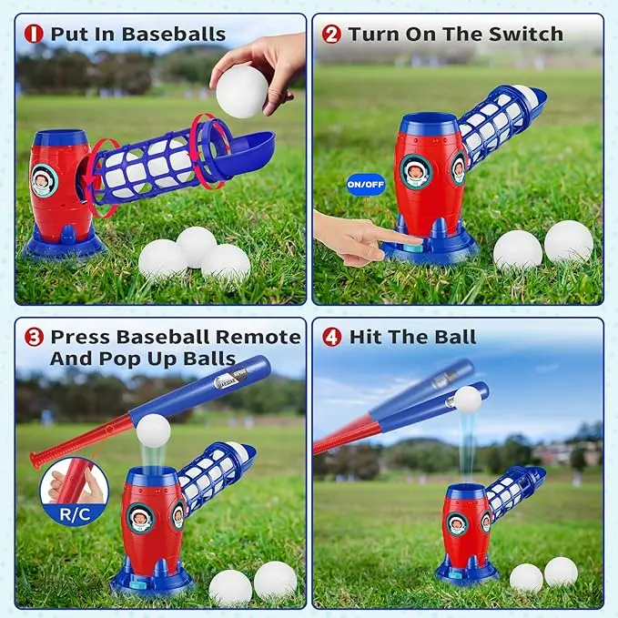 Fully automatic children's baseball machine, plastic baseball toy set, including 10 balls, baseball training equipment, Thanksgi