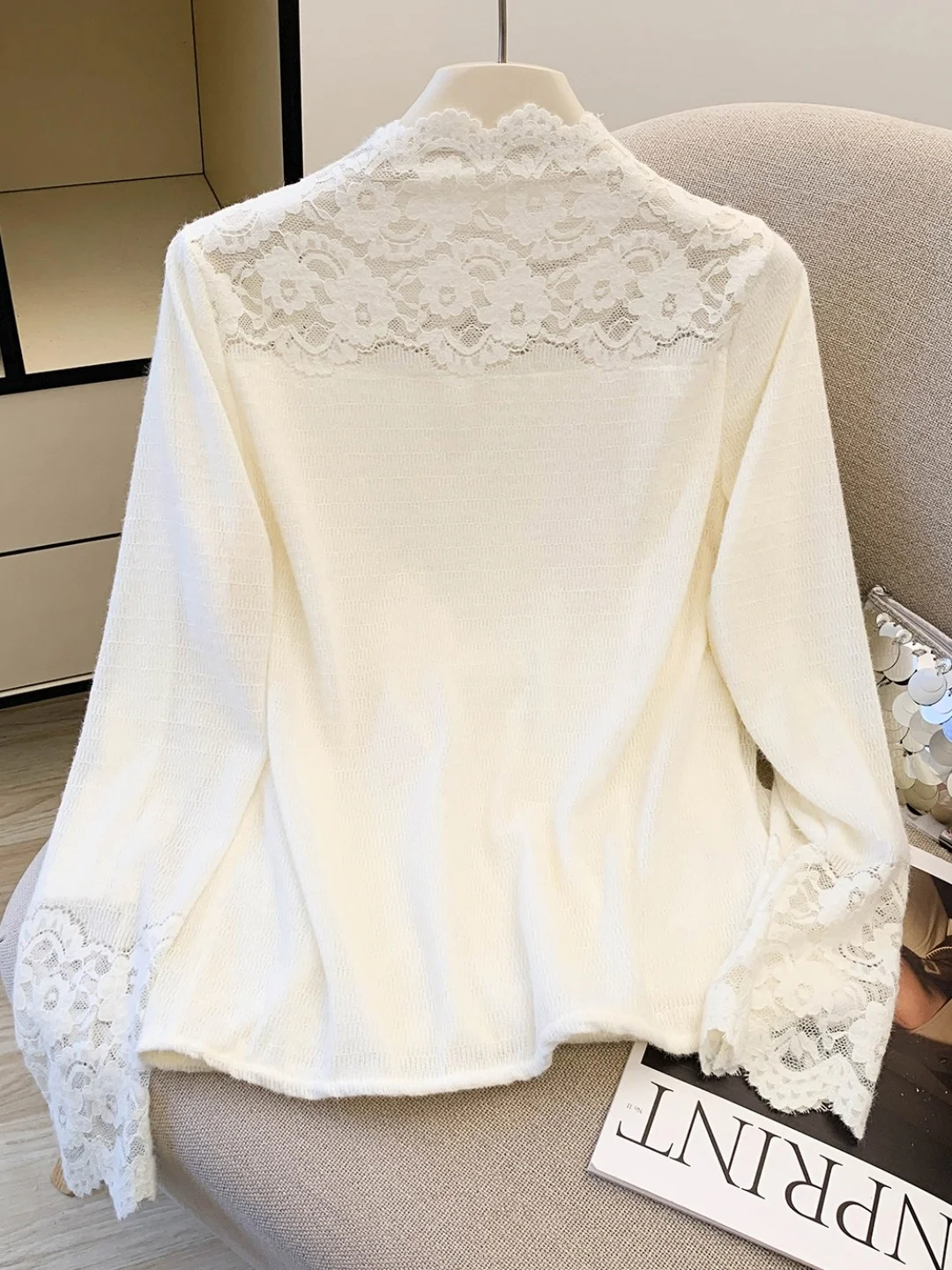 

Women's Thiened High Collar Lace irt Inner Wear Base Layer Top White Layering Commute Sle Korean Version Slim Fit