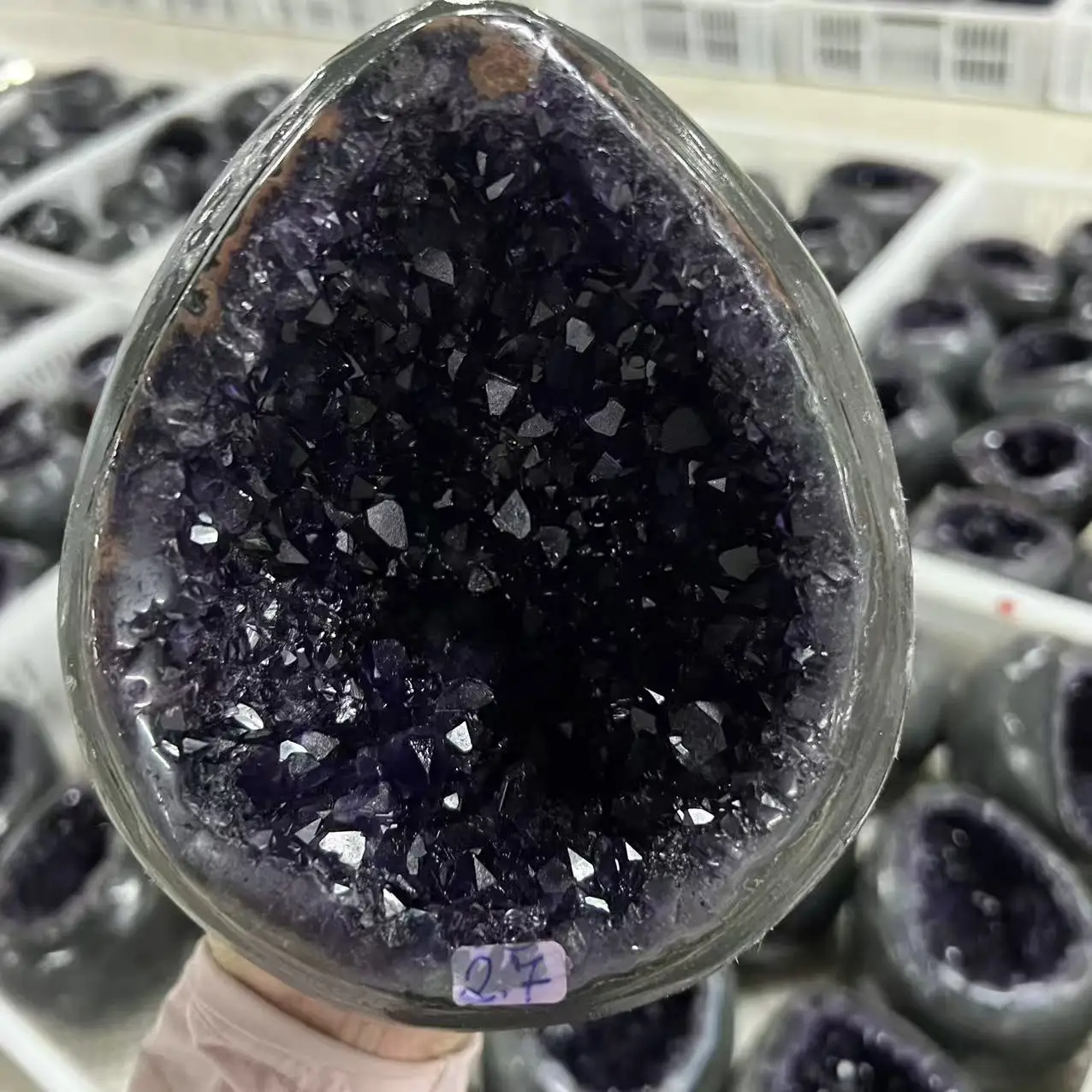 Natural amethyst dinosaur egg quartz crystal cave specimen treatment spiritual energy witchcraft wealth home decoration