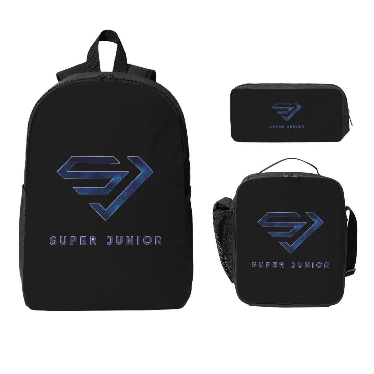 

Рюкзак с логотипом Super Junior, студенческая сумка для книг для мальчиков и девочек, школьная сумка, сумки на плечо для ноутбука, 3 шт., изолированная сумка для обеда, пенал