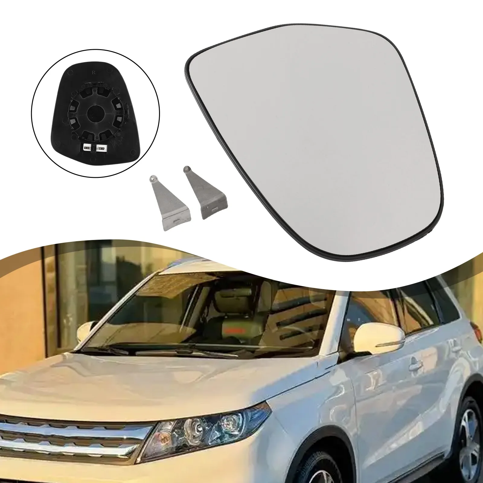 Black Replacement Mirror Glass Mirror Cover Vehicle Mirror Glass Clear View Maintenance Easy Installation Process
