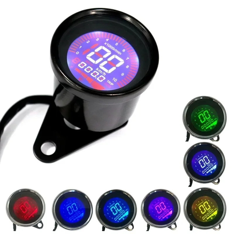 

7 Color Motorcycle Speedometer 12V LED Digital Motorcycle Scooter ATV Retro Dashboard RPM Instruments Oil Gauge Meters Universal
