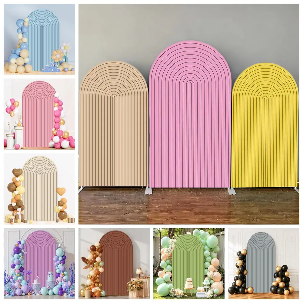 

Ripples Pattern Arch Backdrop Cover for Birthday Party Baby Shower Wedding Decorations 2-sided Spandex Arched Photo Background