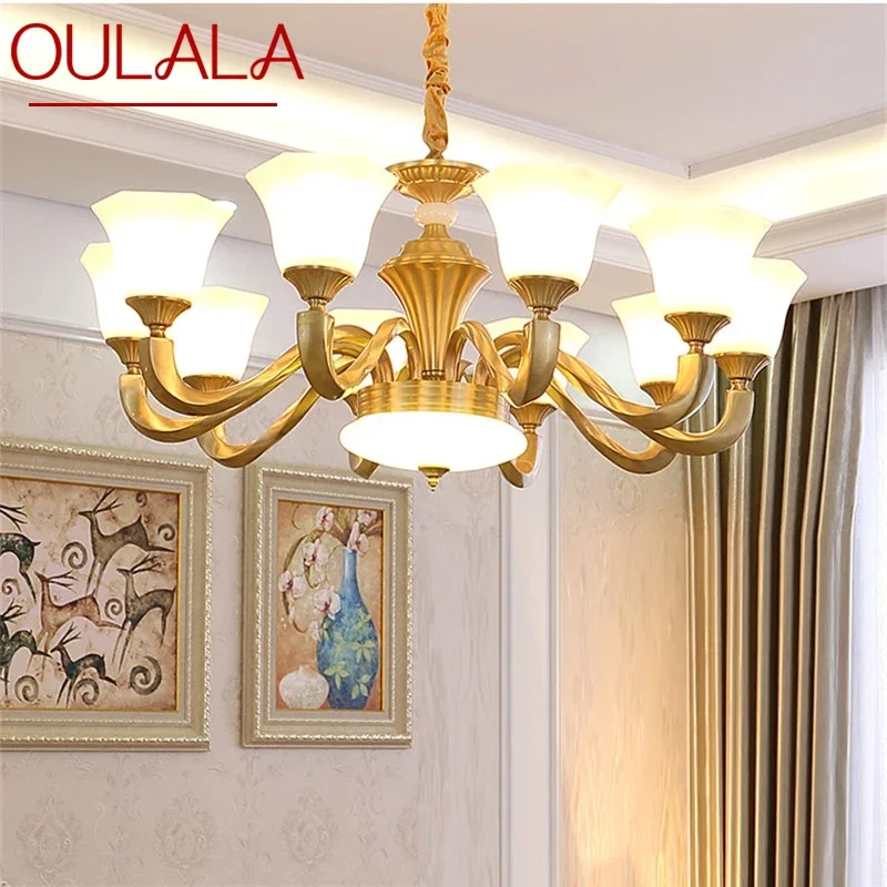 

OULALA American Brass Pendent Lamp European Luxurious Living Room Dining Room Bedroom Villa Hotel Sample Room Chandelier