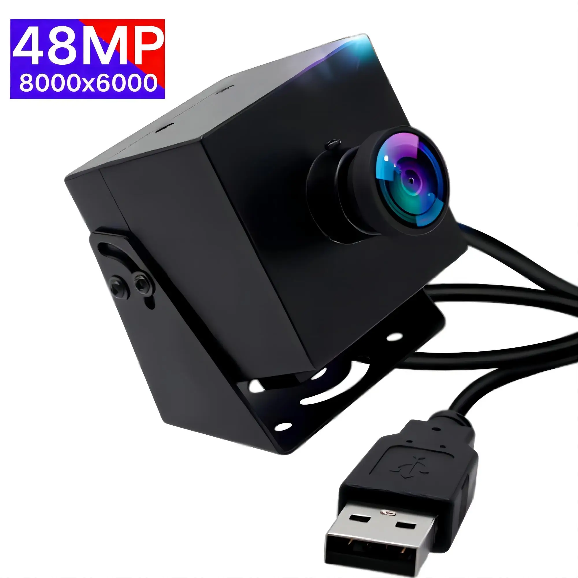 ELP Webcam 48MP Wide Angle No Distortion Lens USB2.0 Camera Ultra