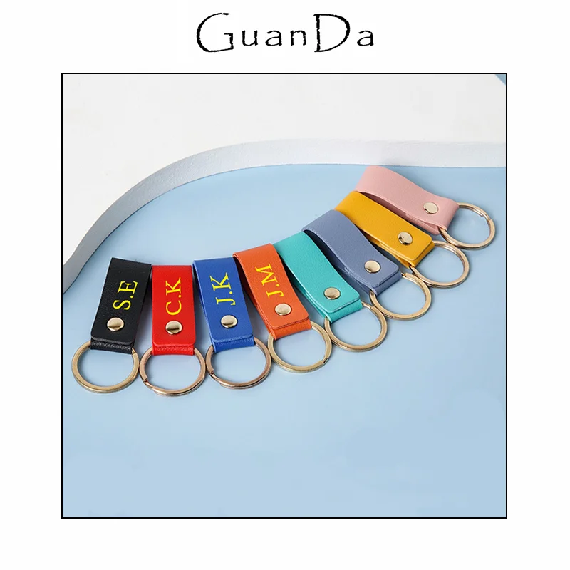 Custom Name PU Leather Key Ring para Homens e Mulheres, DIY Logo, Business Car Chaveiro, Acessórios de Alta Qualidade, Mini Presente Publicitário, Moda