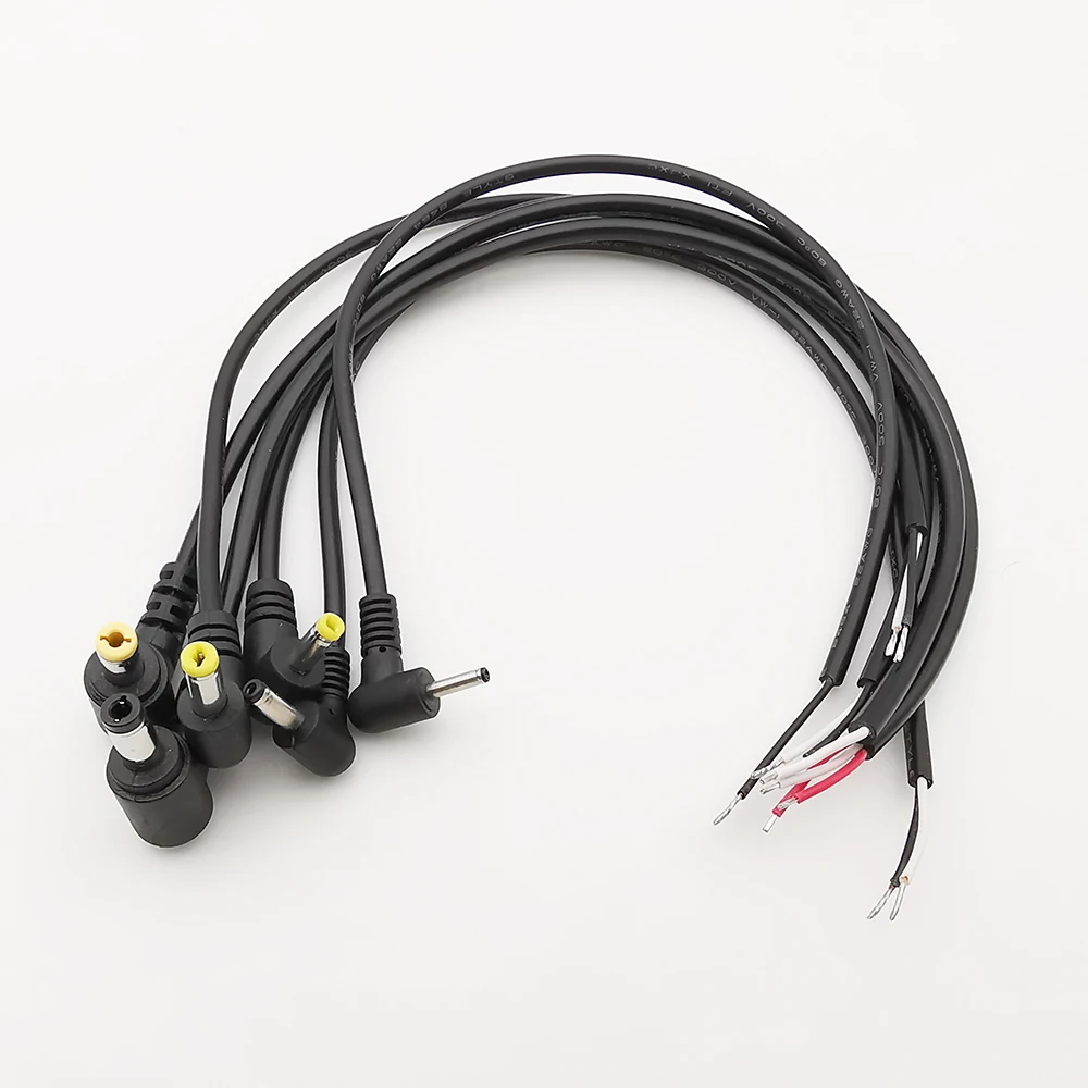 2Pcs DC Male Power Connector Extend Right Angle 90 Degree Charging Cable 2.5x0.7/3.5x1.35/4.0x1.7/4.8x1.7/5.5x2.1/ 5.5x2.5mm
