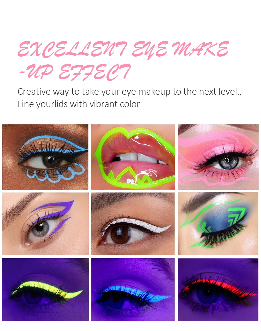 12 Pisaków do Malowania Twarzy i Ciała Reagujących na UV, Świecący Zestaw Eyelinerów, Wodoodporny, Długotrwały Makijaż Sceniczny, Prezent