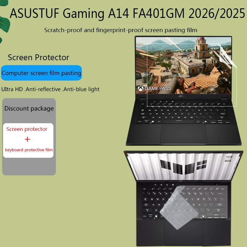 For 2026/2025 ASUS TUF Gaming A14 FA401GM Screen Protector 14 Inch Computer Silicone Keyboard Film HD Privacy Anti-Peep Film