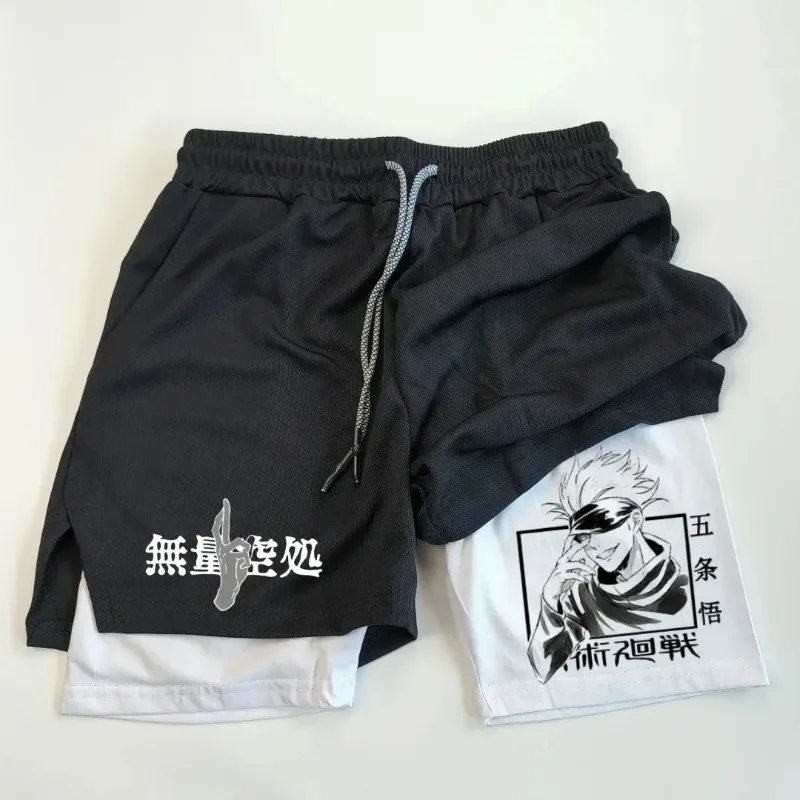 

Double-Cover Sports Shorts Physical Training Men's Sportswear Bodybuilding Shorts Anime Jujutsu Kaisen Gym Performance Running