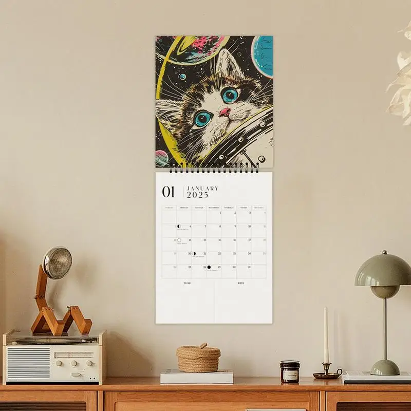 2025 calendário de parede gatos gato planejador familiar para organização de parede e calendário de planejamento 2025 calendário mensal planejador fase da lua