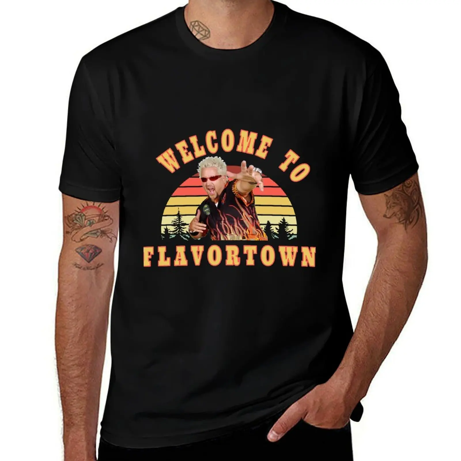 New Guy Fieri Fans Flavortown T-Shirt Summer Casual Loose T-Shirt
