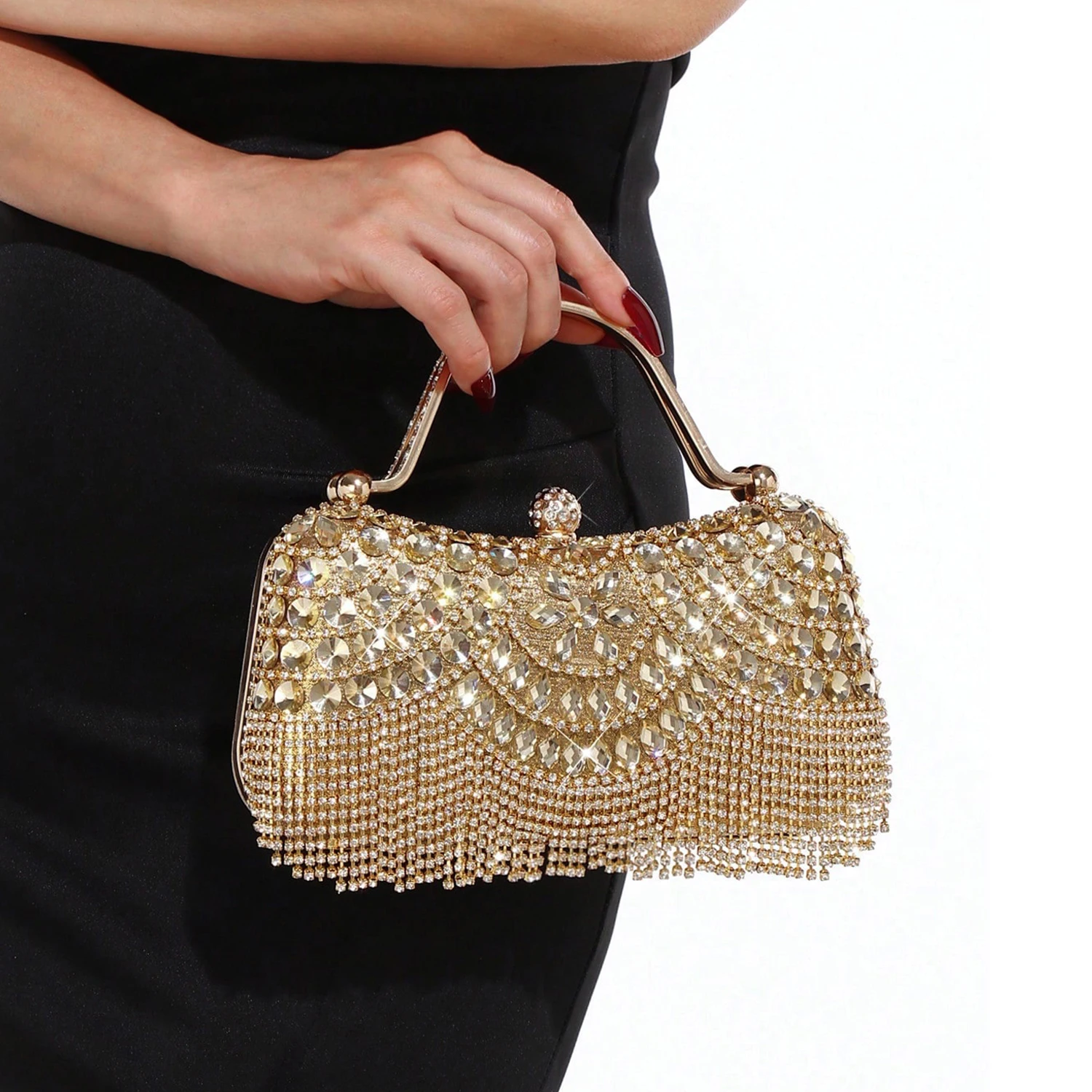 Stylish Diamond Evening Bag Elegant Clutch for Women Wedding Party Handbag Simple and Versatile Chain Shoulder Bag/Crossbody Bag