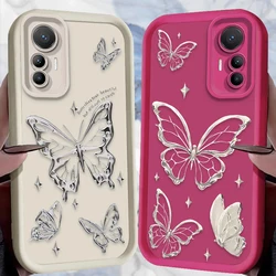 Silvery Butterfly Soft Case for Xiaomi 14T 13T 12T 11T 13 12 11 Lite 5G NE POCO X6 X5 F6 F5 F3 X4 GT X3 NFC M5S C65 M6 Pro Cover