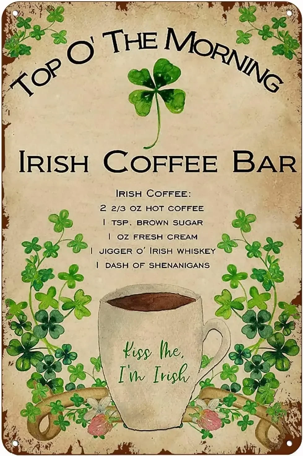 

Retro New Metal Tin Sign Irish Coffee Bar Iron Painting Wall Decor Poster Wall Art Nostalgic for Home Cofe Kitchen Pub Bar 6x8 I