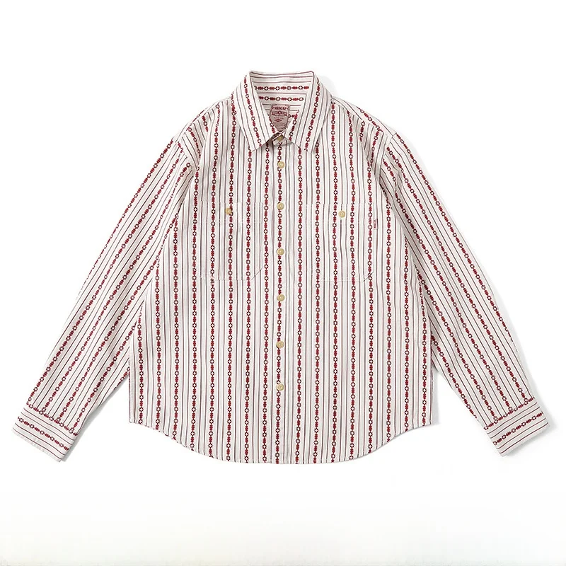 

Waed Pure Cotton Узкая ширина Ameika Print Corduroy irt Youth Faion Long Sve arp Collar Soft Gloss Regular Thin