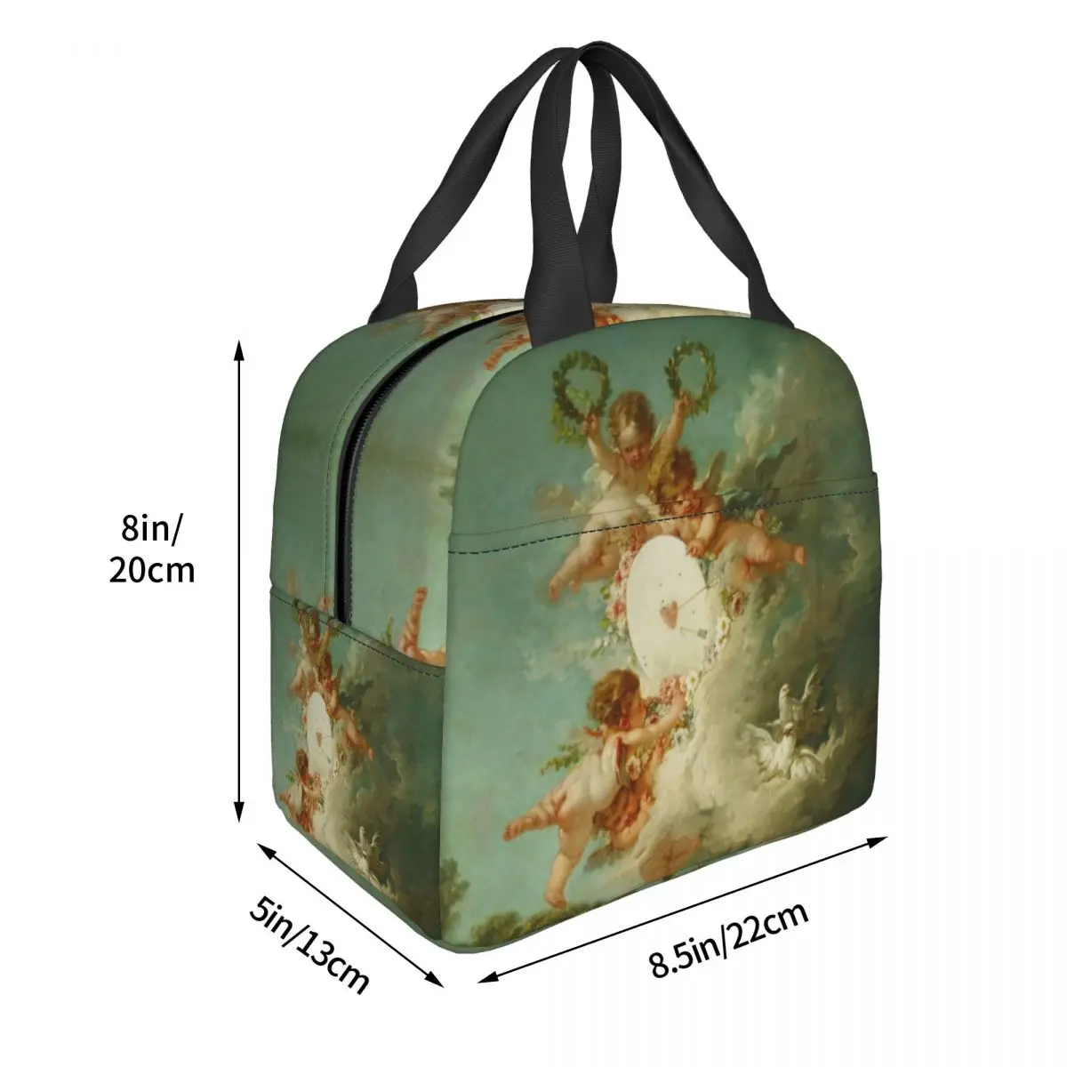 Isolierte Lunchtasche mit mythologischen Engeln, Renaissance-Welken, wasserdichter Kühler, Thermo-Lunchbox, Damen-Lebensmittelbehälter, Tragetaschen